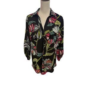 Peck&Peck Women's Multicolor 3/4 Sleeve Dress Shirt Size XL